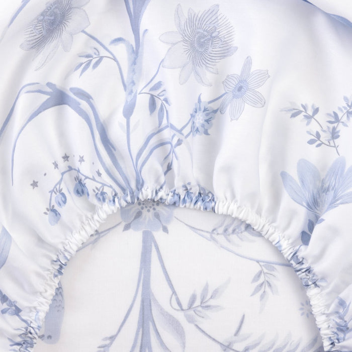 Herbier Celeste Organic Fitted Sheet by Yves Delorme King Fitted Sheet Celeste at FIG LINENS AND HOME 2