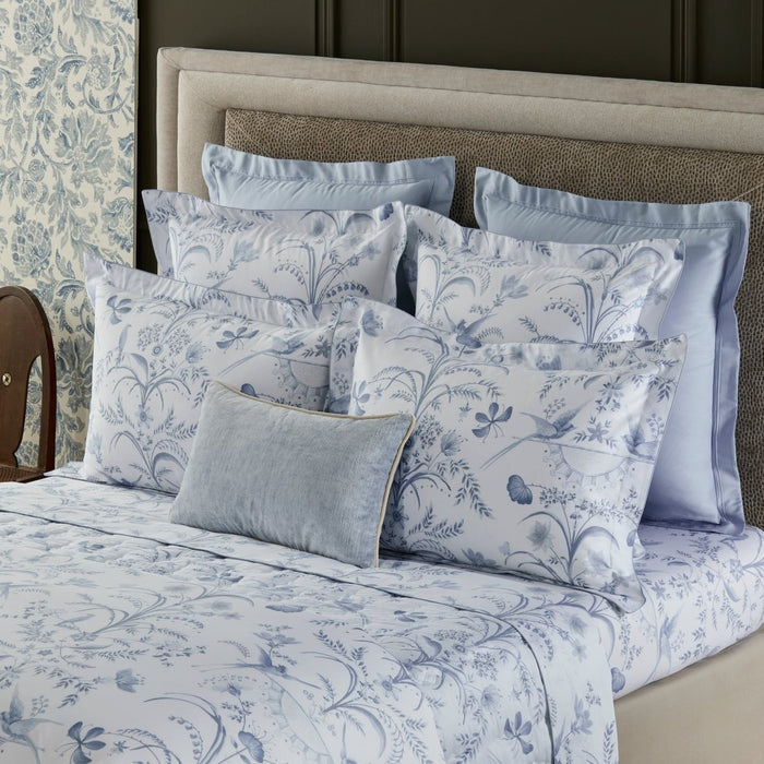 Herbier Celeste Organic Flat Sheet by Yves Delorme King Flat Sheet Celeste at FIG LINENS AND HOME 2