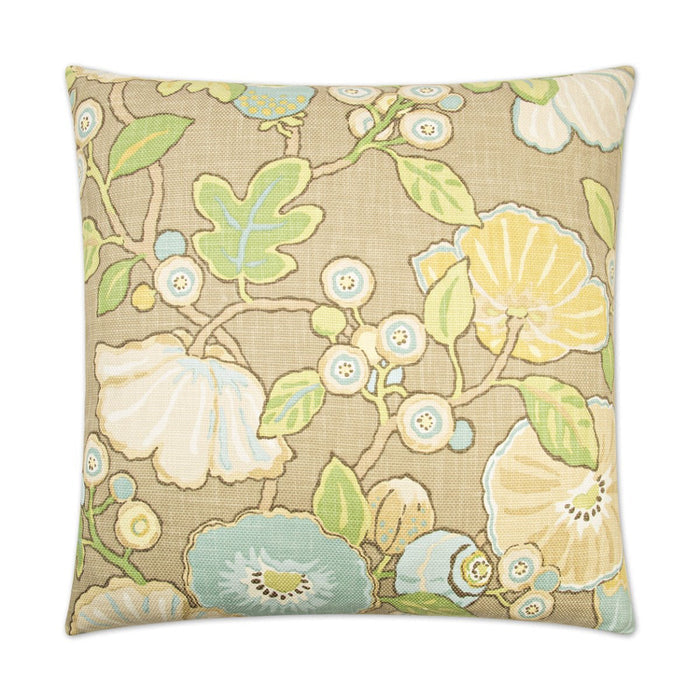 Hip Pillow in Dove - front view, floral tan and green design by D.V. KAP Home