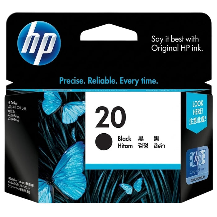 HP 20 Black Original Ink Cartridge, C6614DN