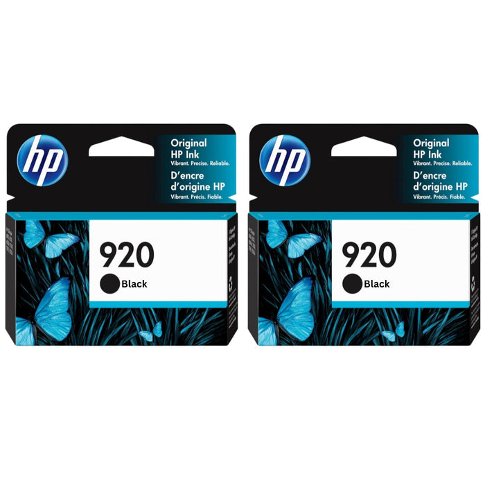 HP Genuine 920 (CD971AN) Black Ink Cartridges- Twin Pack