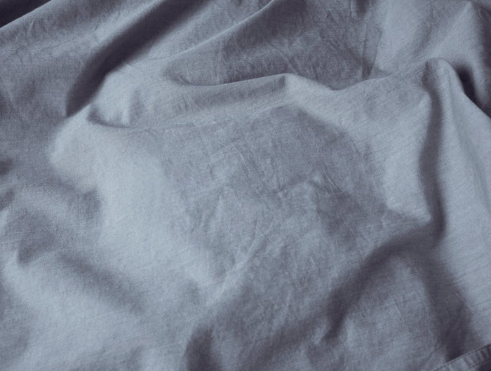 Duvet Cover Fabric Detail - Coyuchi Indigo Chambray Organic Crinkled Percale Bedding