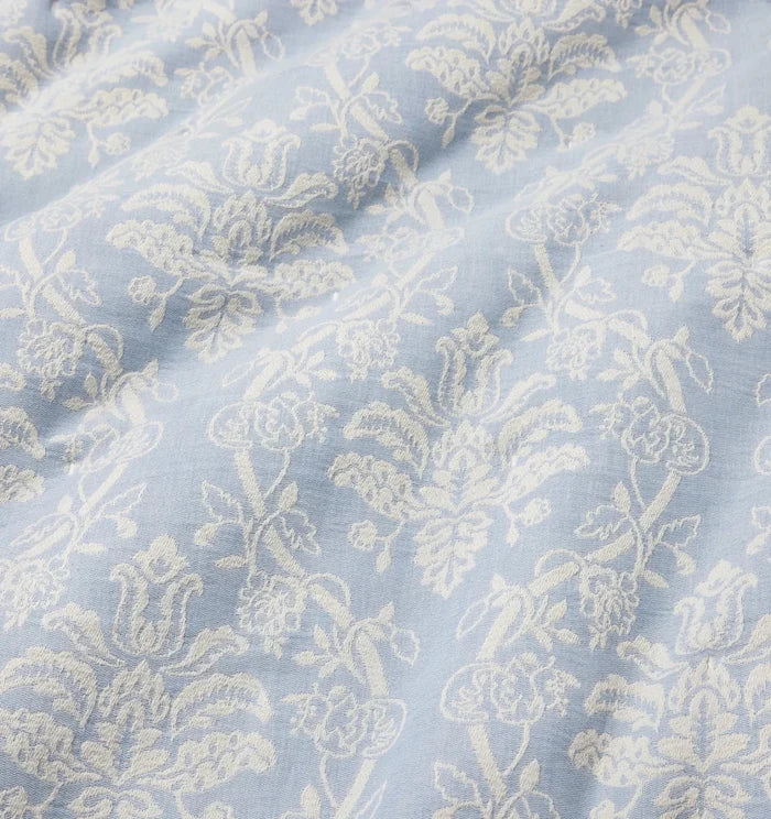 Isabella Jacquard Sham by Sferra x Scalamandre in Ivory/Sea at Fig Linens and Home - 2