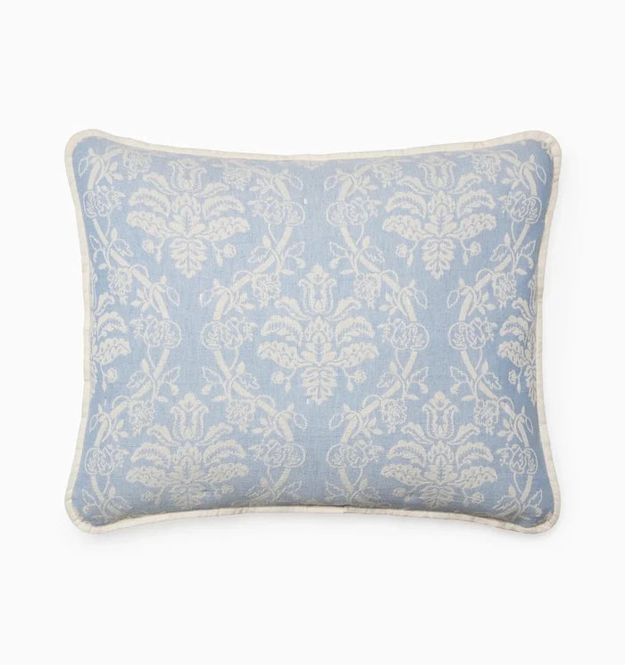 Isabella Jacquard Sham by Sferra x Scalamandre in Ivory/Sea at Fig Linens and Home - 3