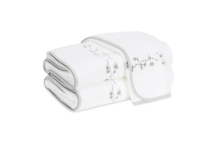 Matouk Jasmine Giza Towels with Cloud Embroidery at Fig Linens and Home