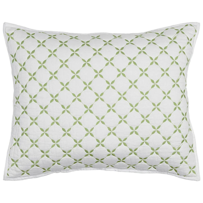 John Robshaw Layla Leaf Green Quilted Pillow Sham  | Fig Linens and Home