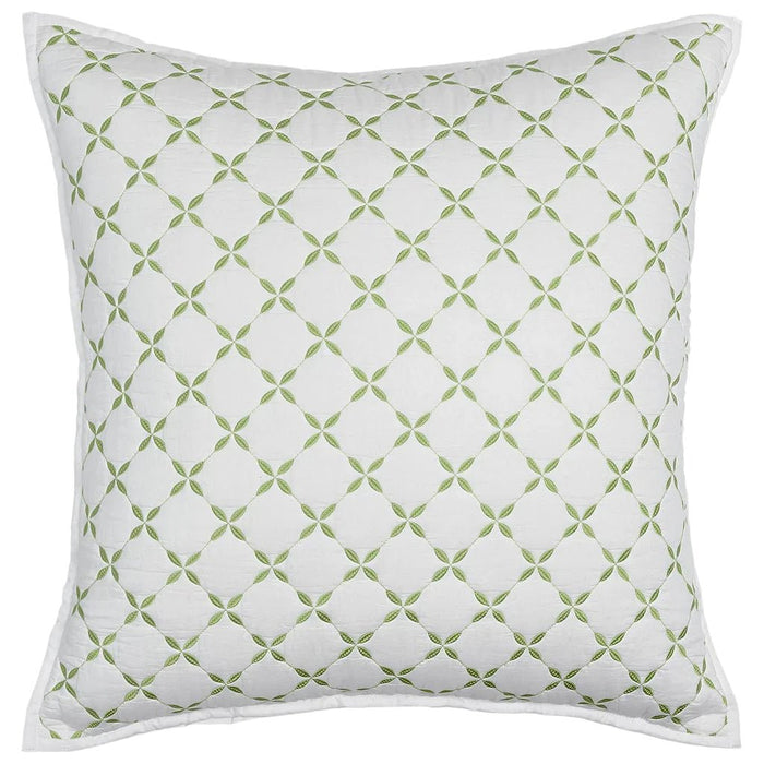 John Robshaw Layla Leaf Green Quilted European Square Sham  | Fig Linens and Home