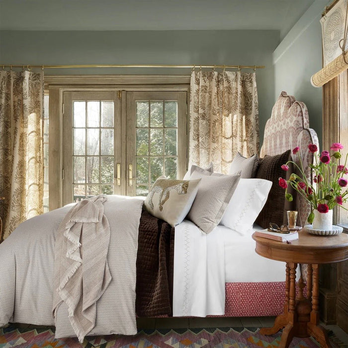 Lifestyle Image with Luxury Linens - John Robshaw Velvet Coffee Brown Quilted Bedding 2
