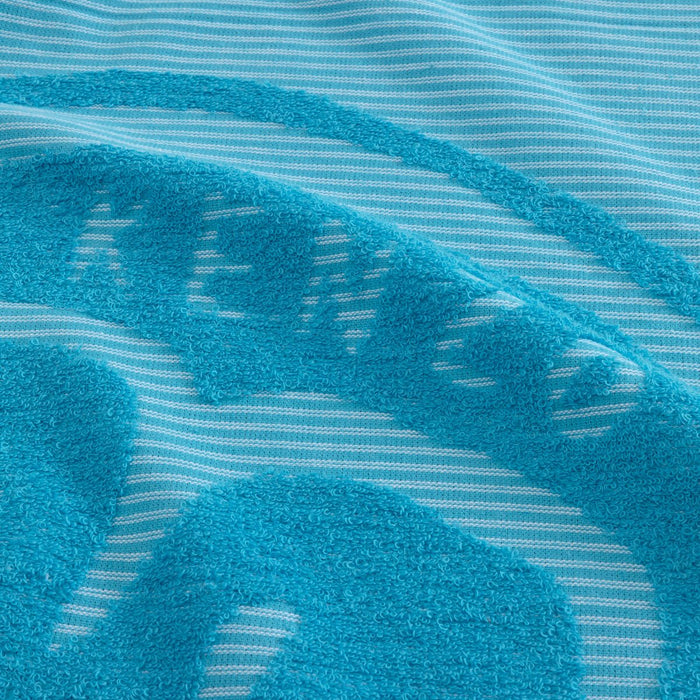 K HEART Turquoise Jacquard Beach Towel by Kenzo Paris | Yves Delorme at Fig Linens and Home 4