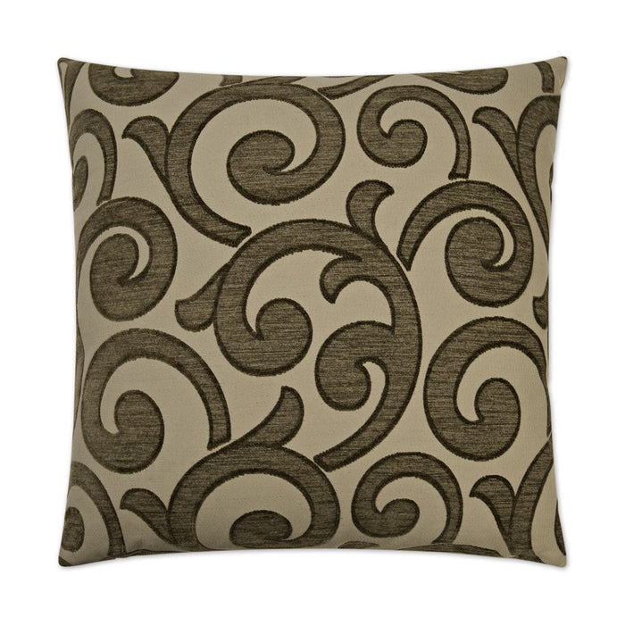 Key Pillow in Taupe - front view, traditional tan and taupe design by D.V. KAP Home