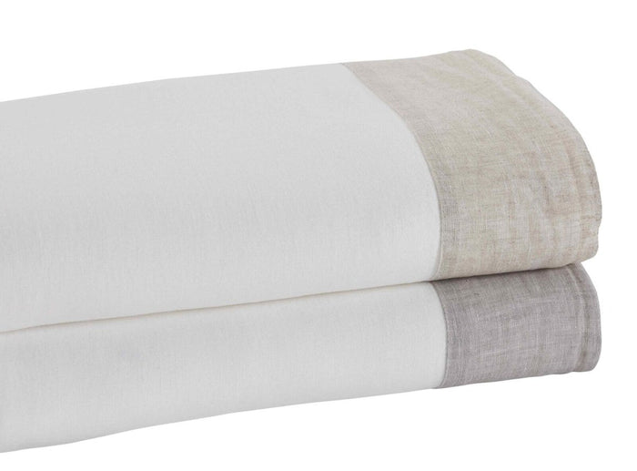Kyoto European Linen Sheet Set by Orchids Lux Home White/ Mist Queen Sheet Set