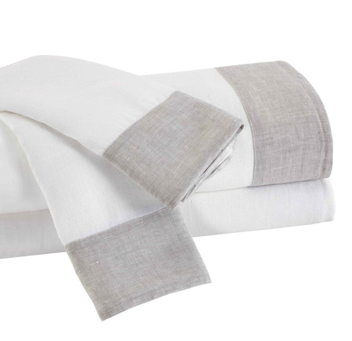 Kyoto European Linen Sheet Set by Orchids Lux Home White/ Mist King Sheet Set