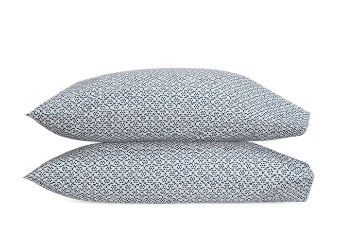 Pillowcases - Matouk Schumacher Laksha Indigo Blue Cases Pair at Fig Linens and Home