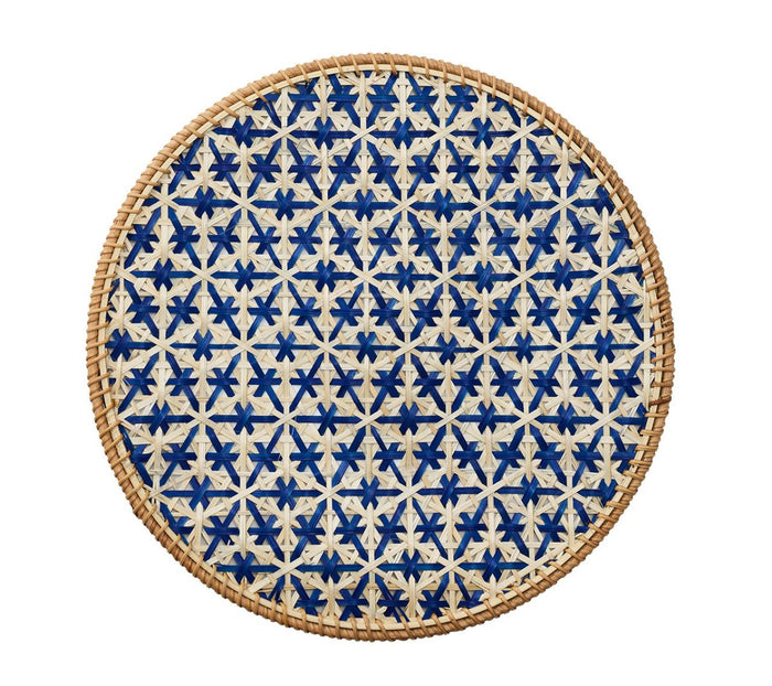 Kim Seybert Lanai Placemats in Natural & Blue | Set of 4 at Fig Linens and Home - View 1
