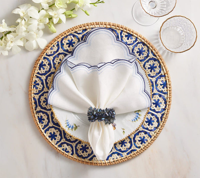 Kim Seybert Lanai Placemats in Natural & Blue | Set of 4 at Fig Linens and Home - View 5