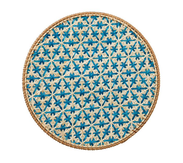 Kim Seybert Lanai Placemats in Natural & Turquoise | Set of 4 at Fig Linens and Home - View 1