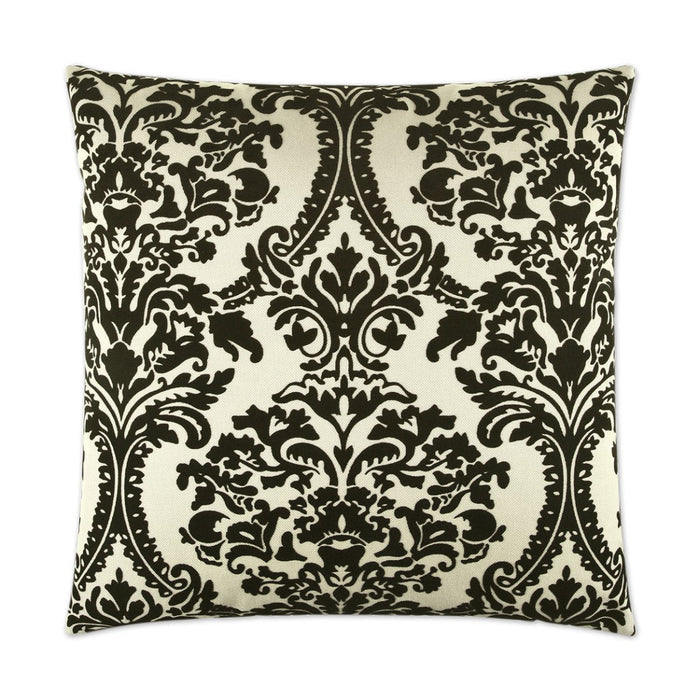 Linetta Pillow in White/Black - front view, traditional black and white pattern by D.V. KAP Home