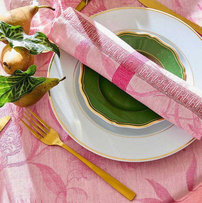 L'Orangerie Pink Napkins by Le Jacquard Français Napkin 22" X 22" - Set of 4 PINK at FIG LINENS AND HOME 4