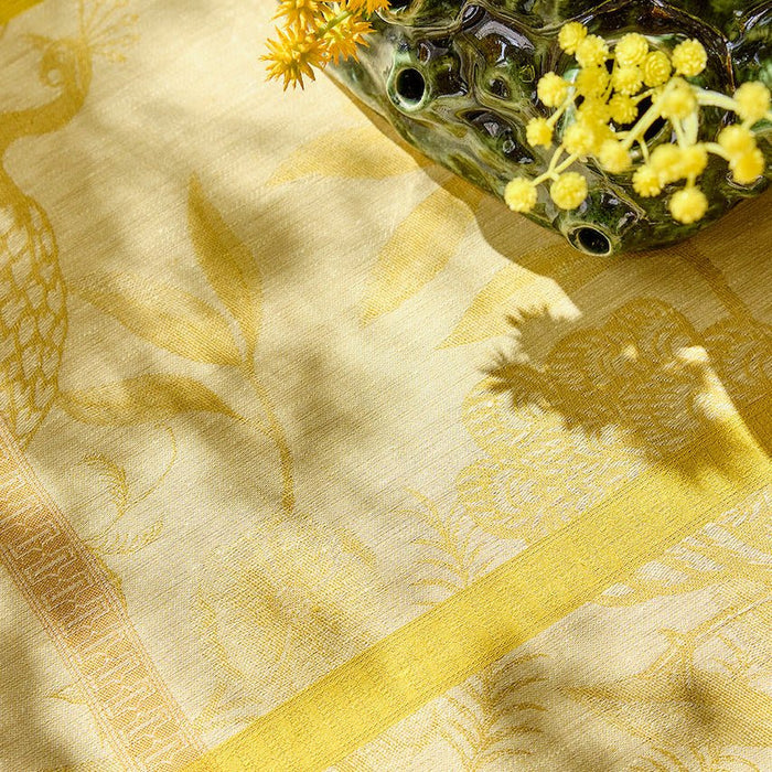 L'Orangerie Yellow Tablecloth by Le Jacquard Français at Fig Linens and Home - View 2