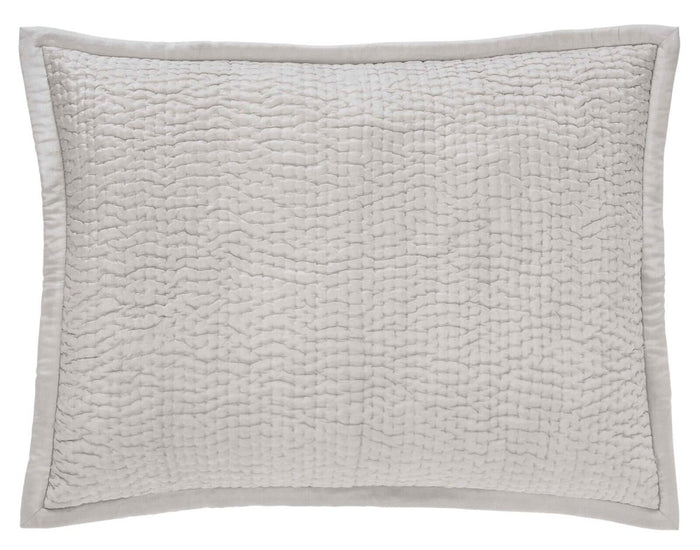 Lucy Pick Stitch Silk Coverlet Sham by Orchids Lux Home at Fig Linens and Home - Oyster Standard