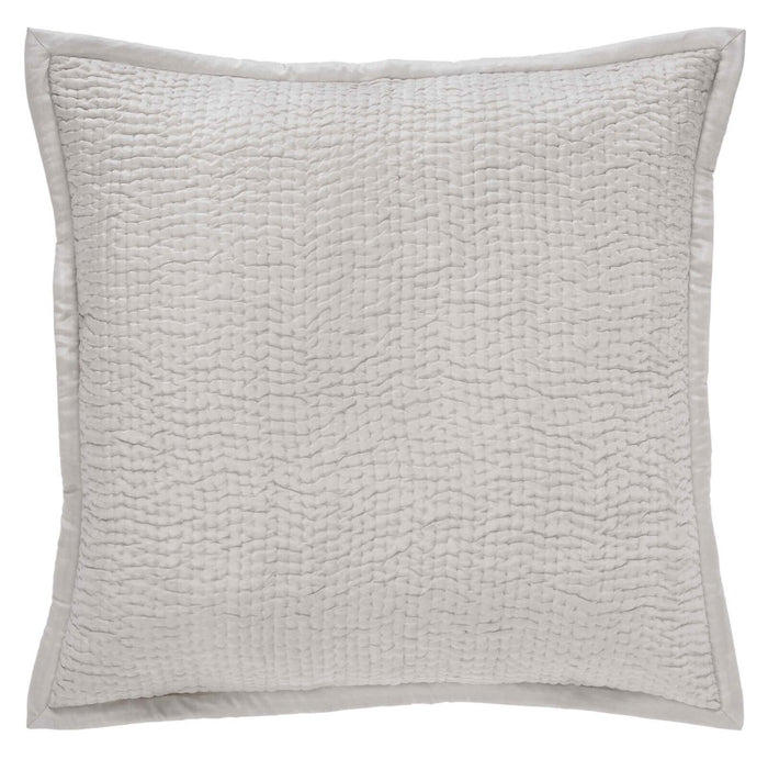 Lucy Pick Stitch Silk Coverlet Sham by Orchids Lux Home at Fig Linens and Home - Oyster Euro Square