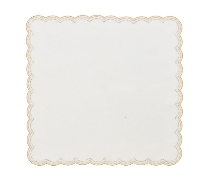 Lune Napkin in White, Gold & Silver, Set of 4 by Kim Seybert White/Gold/Silver 21"L x 21"W x 0.1"H - Set of 4 Napkins at FIG LINENS AND HOME 4