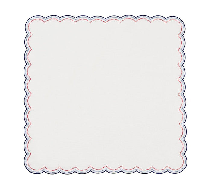 Lune Napkin in White, Red & Blue, Set of 4 by Kim Seybert - Flat View