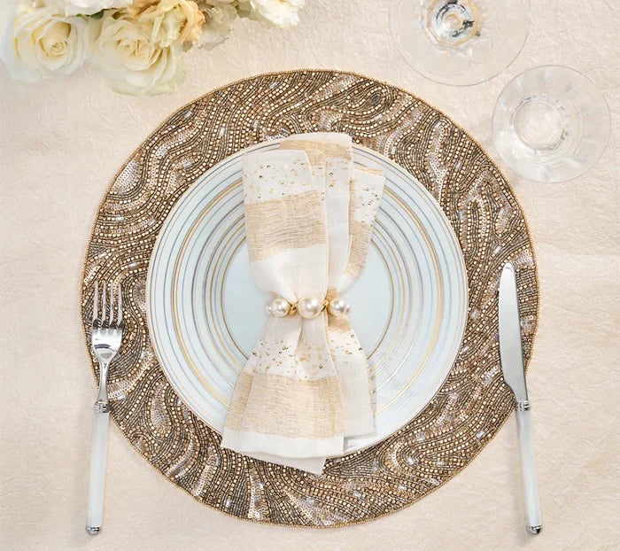 Luster Gold/Silver Placemat Detail 2 | Kim Seybert at Fig Linens and Home