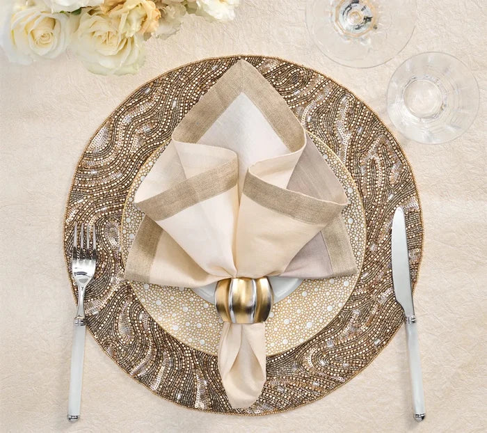 Luster Gold/Silver Placemat Detail 3 | Kim Seybert at Fig Linens and Home