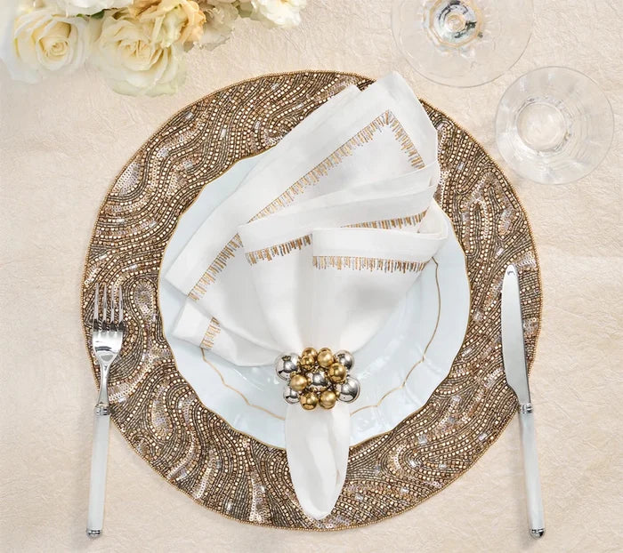 Luster Gold/Silver Placemat Detail 4 | Kim Seybert at Fig Linens and Home