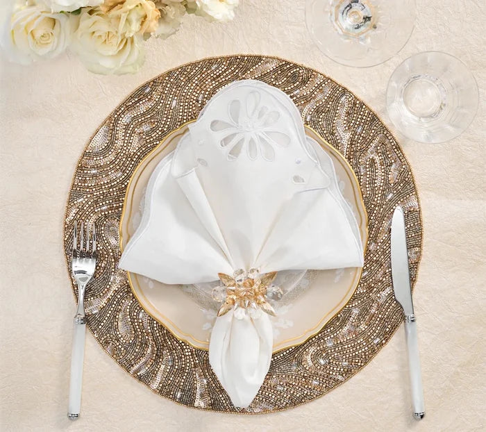 Luster Gold/Silver Placemat Detail 6 | Kim Seybert at Fig Linens and Home