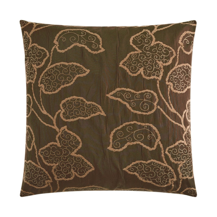 Lyric Pillow in Chocolate - front view, floral design in rich brown by D.V. KAP Home