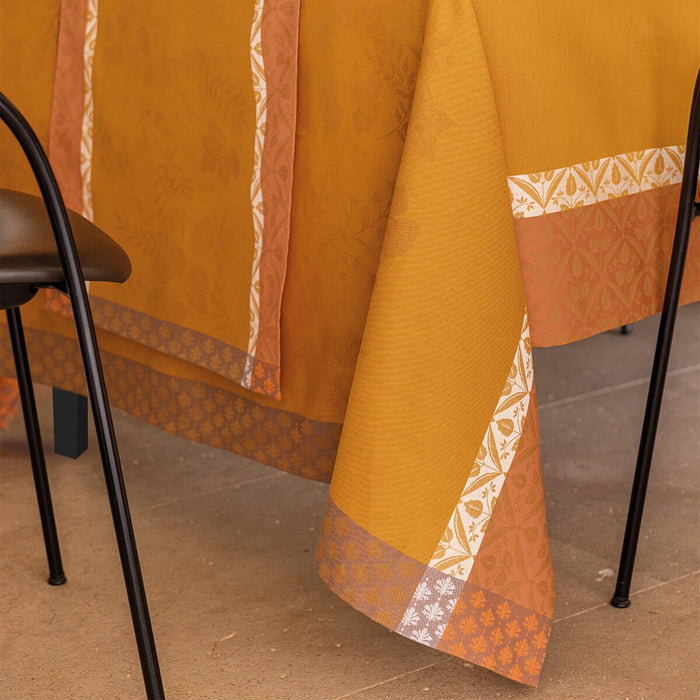 Manor Lane Orange Tablecloth by Le Jacquard Français