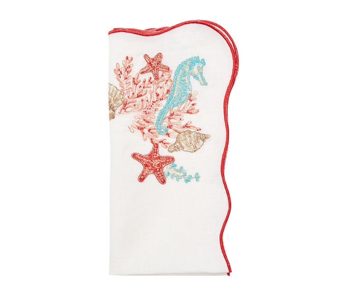 Marina Napkin in White & Multi Set of 4 by Kim Seybert at Fig Linens and Home - 1