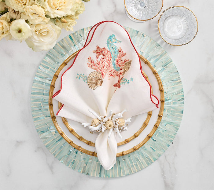 Marina Napkin in White & Multi Set of 4 by Kim Seybert at Fig Linens and Home - 2