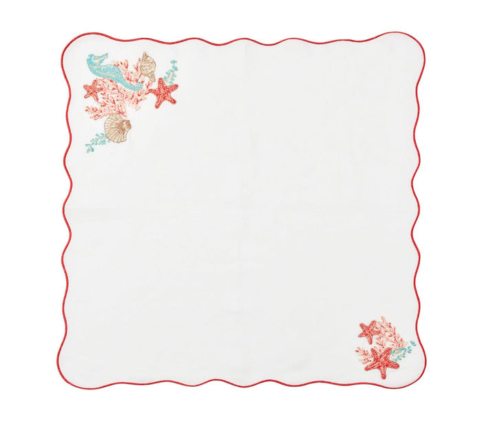 Marina Napkin in White & Multi Set of 4 by Kim Seybert at Fig Linens and Home - 4