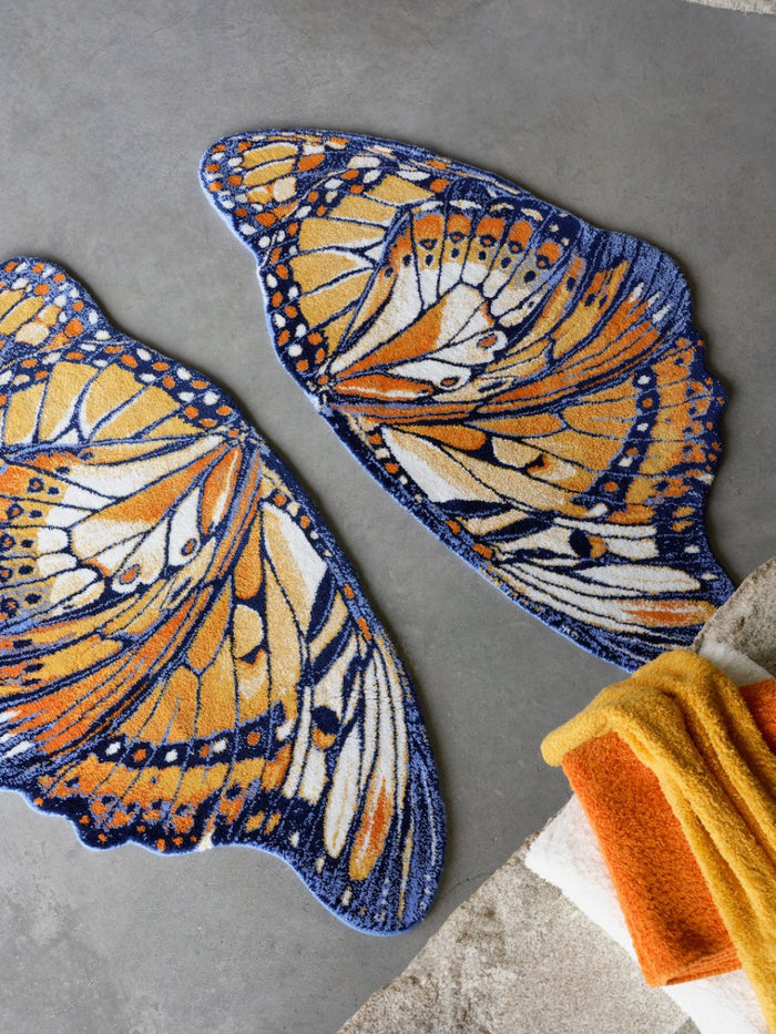 Abyss Habidecor Mariposa Bath Rug | Luxury Butterfly Rug in Tangerine 614 at Fig Linens and Home - 3