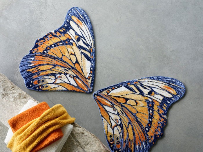 Abyss Habidecor Mariposa Bath Rug | Luxury Butterfly Rug in Tangerine 614 at Fig Linens and Home - 2