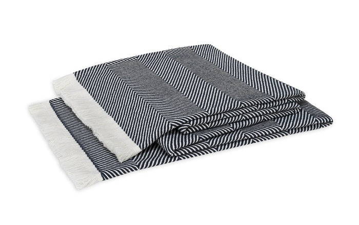 Matouk Leo Oversized Throw Navy at Fig Linens and Home