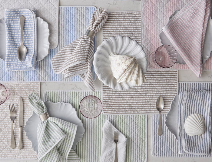 Matouk Matteo Seersucker Napkins at Fig Linens and Home - Table Lifestyle 2