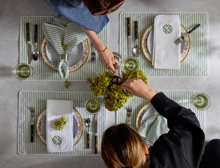 Matouk Matteo Seersucker Napkins at Fig Linens and Home - Table Lifestyle 4