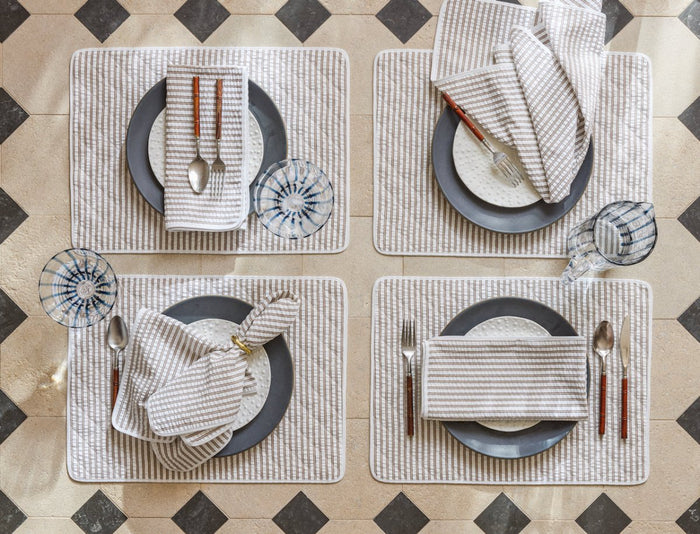 Matouk Matteo Seersucker Napkins at Fig Linens and Home - Table Lifestyle 3