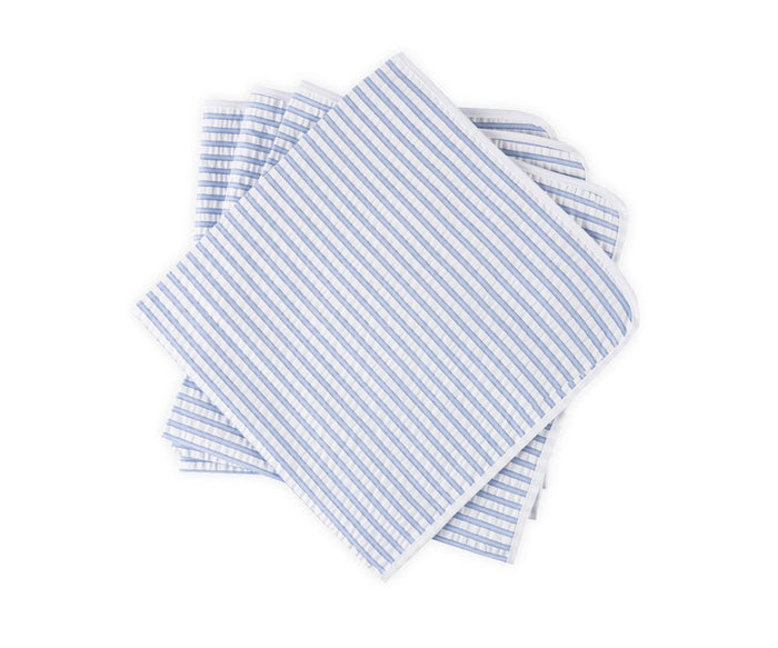 Matouk Matteo Seersucker Napkins in Azure Blue at Fig Linens and Home
