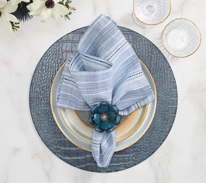 Mayfair Blue/White Napkin Detail 2 | Kim Seybert at Fig Linens and Home