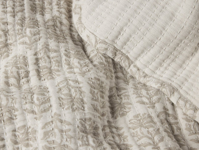 Mirada Organic Matelasse Sand Chrysanthemum Fabric Swatch | Coyuchi at Fig Linens and Home