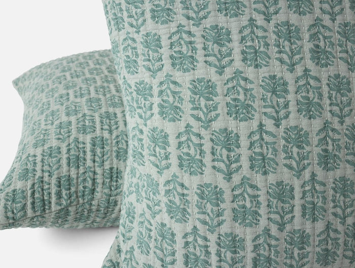 Mirada Organic Matelasse Thyme Chrysanthemum Euro Sham Detail | Coyuchi at Fig Linens and Home