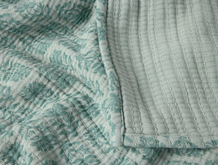 Mirada Organic Matelasse Thyme Chrysanthemum Fabric Swatch | Coyuchi at Fig Linens and Home