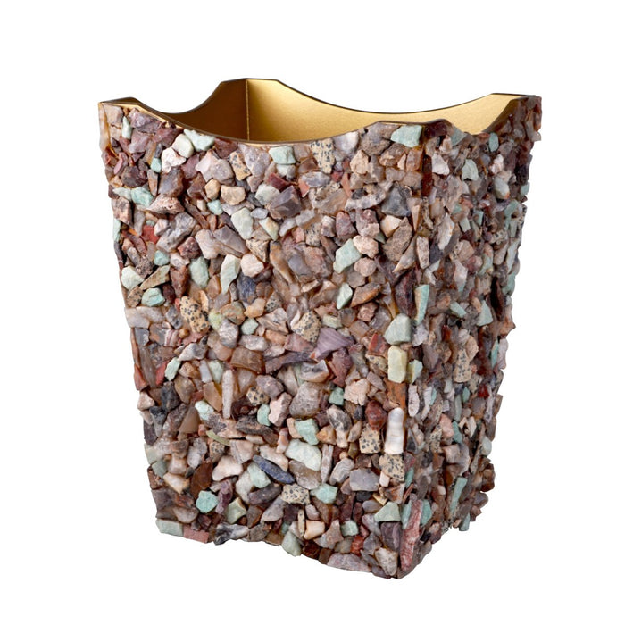 Scalloped Wastebasket - Mojave Natural Stone Bath Accessories by Mike + Ally at Fig Linens and Home