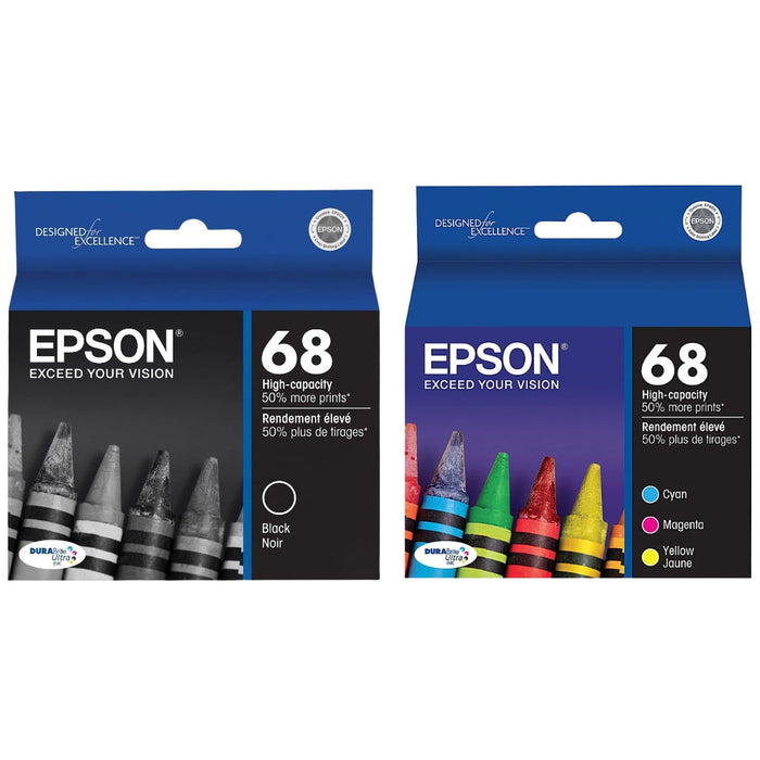 New Genuine Epson 68 Black, Cyan, Magenta, Yellow Ink Cartridges