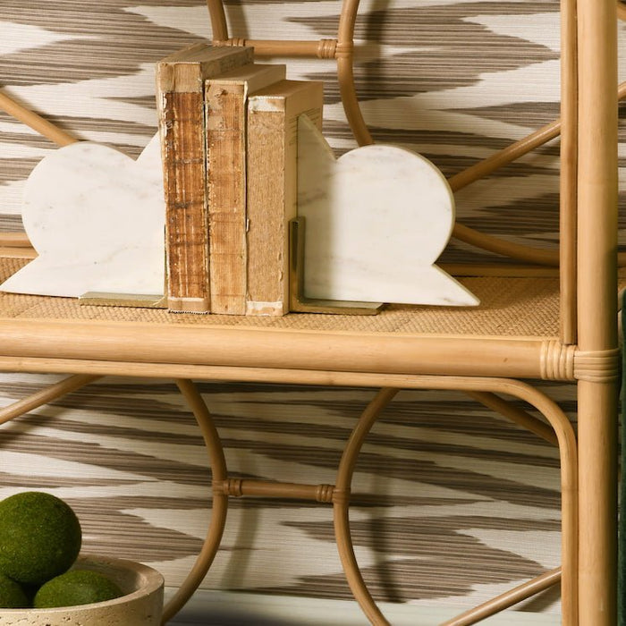 Odum Marble Bookends by Worlds Away at Fig Linens and Home | White Marble and Brass-Finish 3